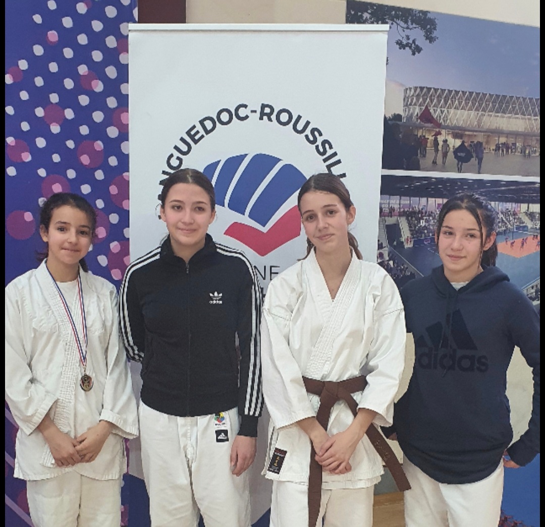 4 minimes féminines, du club de karaté Do’shotokan et Nihon tai jitsu bagnolais qualifiées pour le championnat régional d’Occitanie