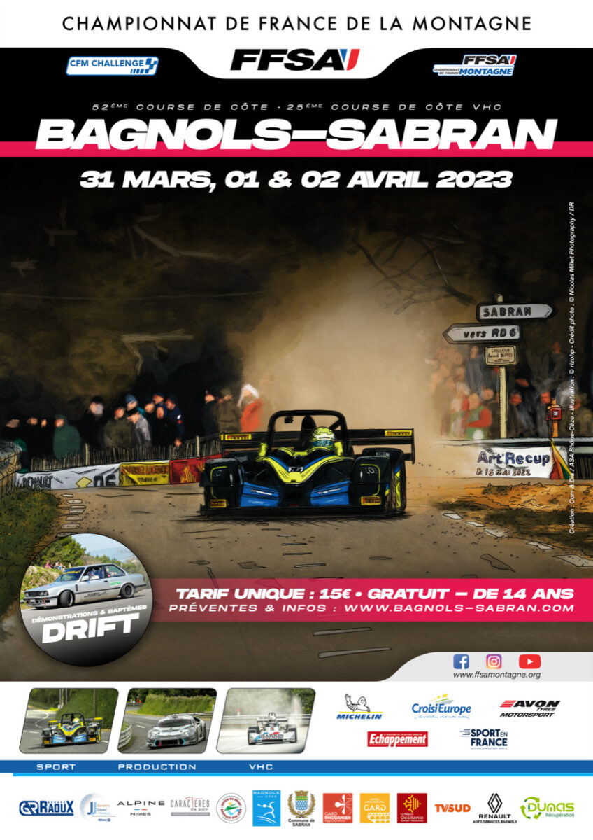 L’affiche de la 52ème Course de Côte de Bagnols-Sabran dévoilée et ouverture de billetterie !