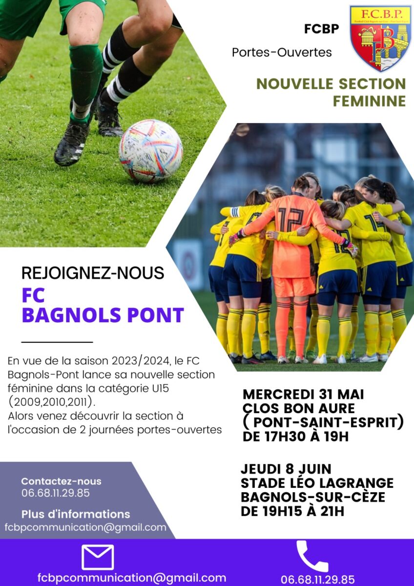 Bagnols-sur-Ceze : Le FC Bagnols Pont organise des portes ouvertes afin de monter une section féminine U15