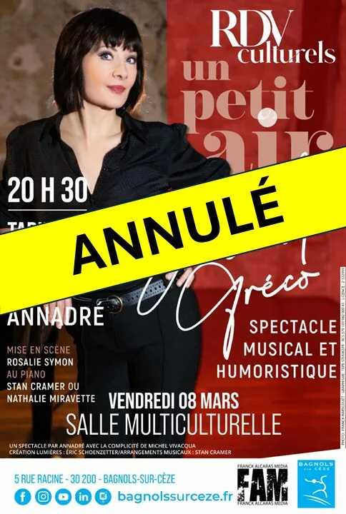 Bagnols-sur-Cèze : Annulation du spectacle “Un Petit Air de Juliette Gréco”