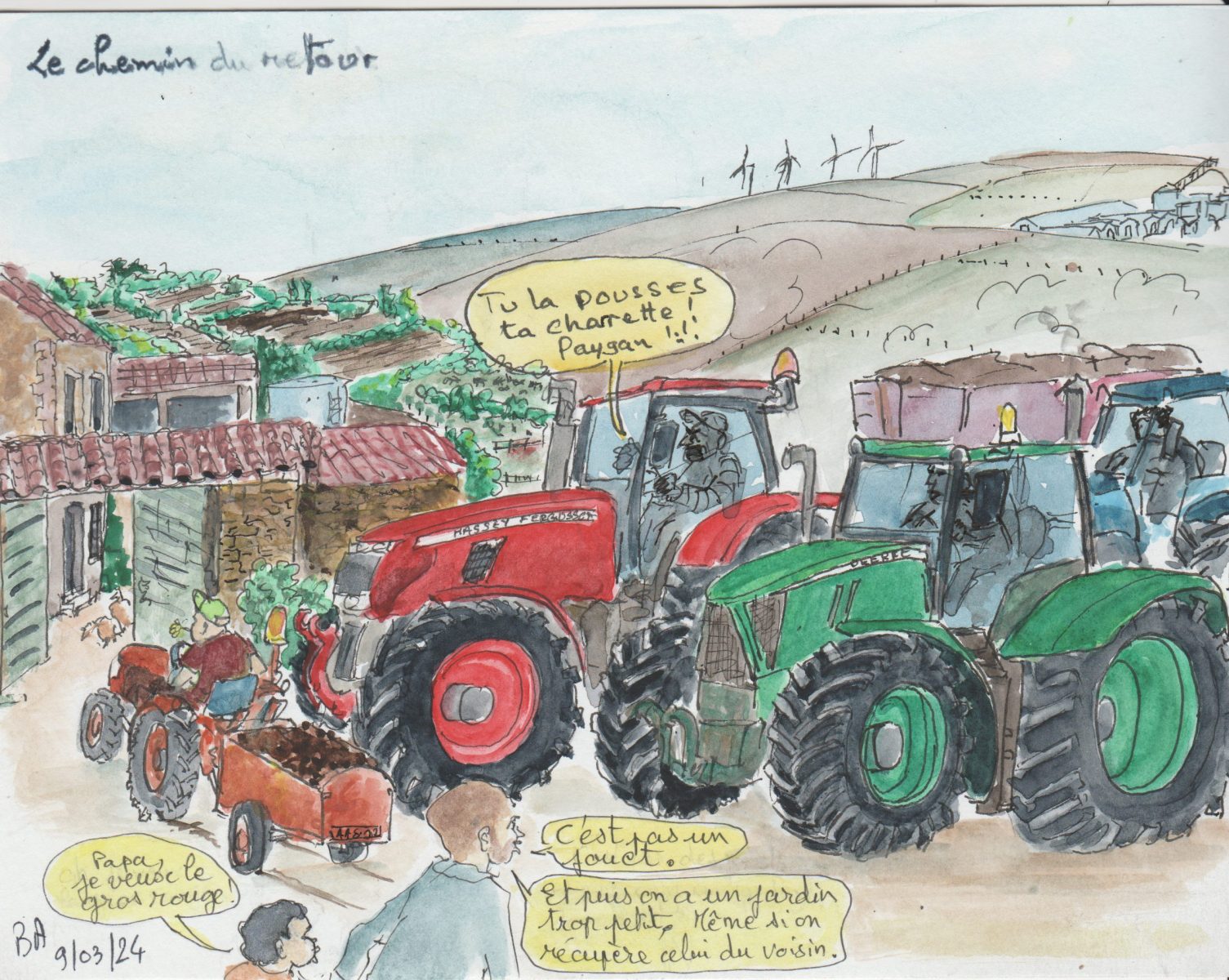 Les croquis de B.A. : tracteurs et paysages